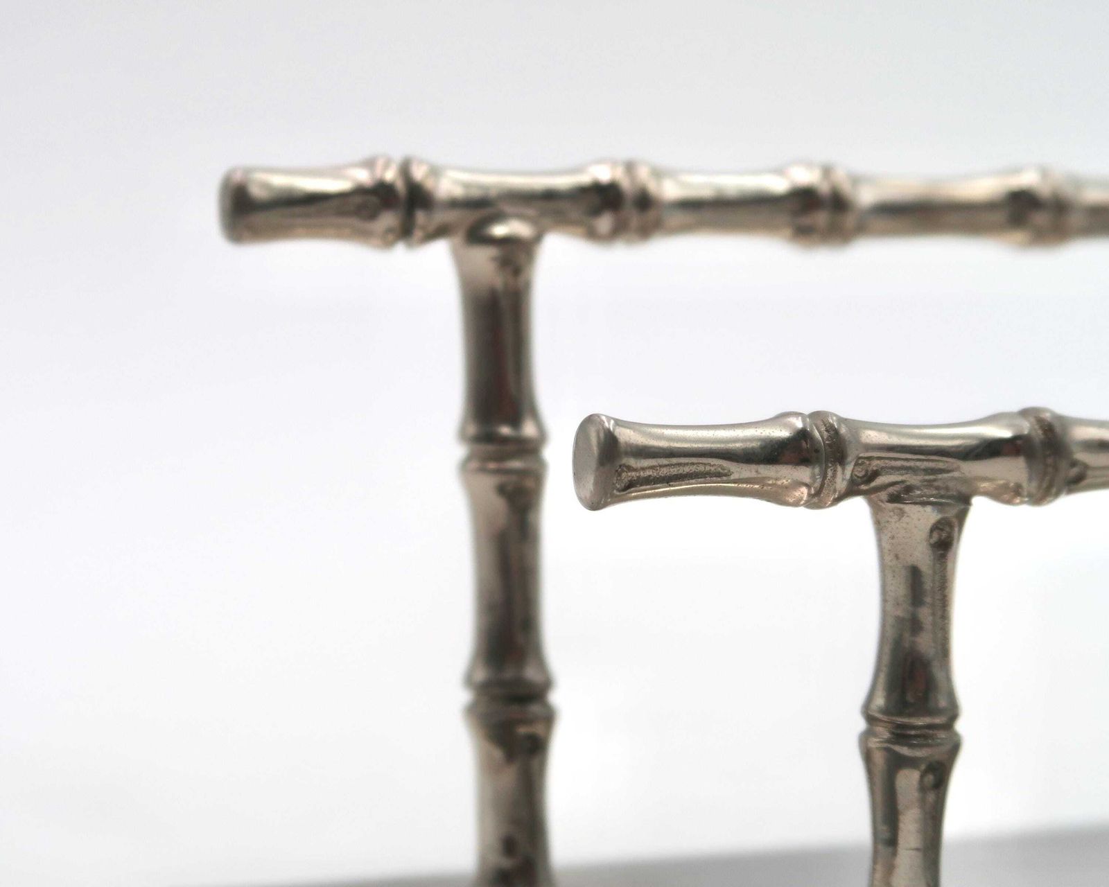 French Silver Metal Bamboo Letter Holder, 1950s / Desk Organizer, Rack, Home Decor photo 246.0