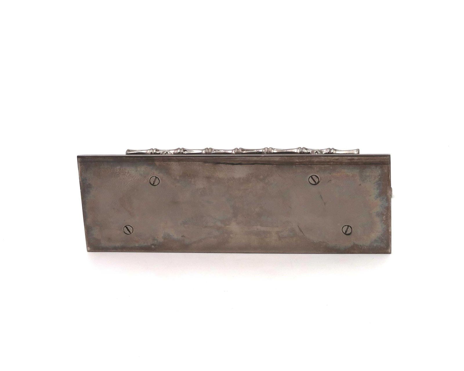 photo furniture French Silver Metal Bamboo Letter Holder, 1950s / Desk Organizer, Rack, Home Decor