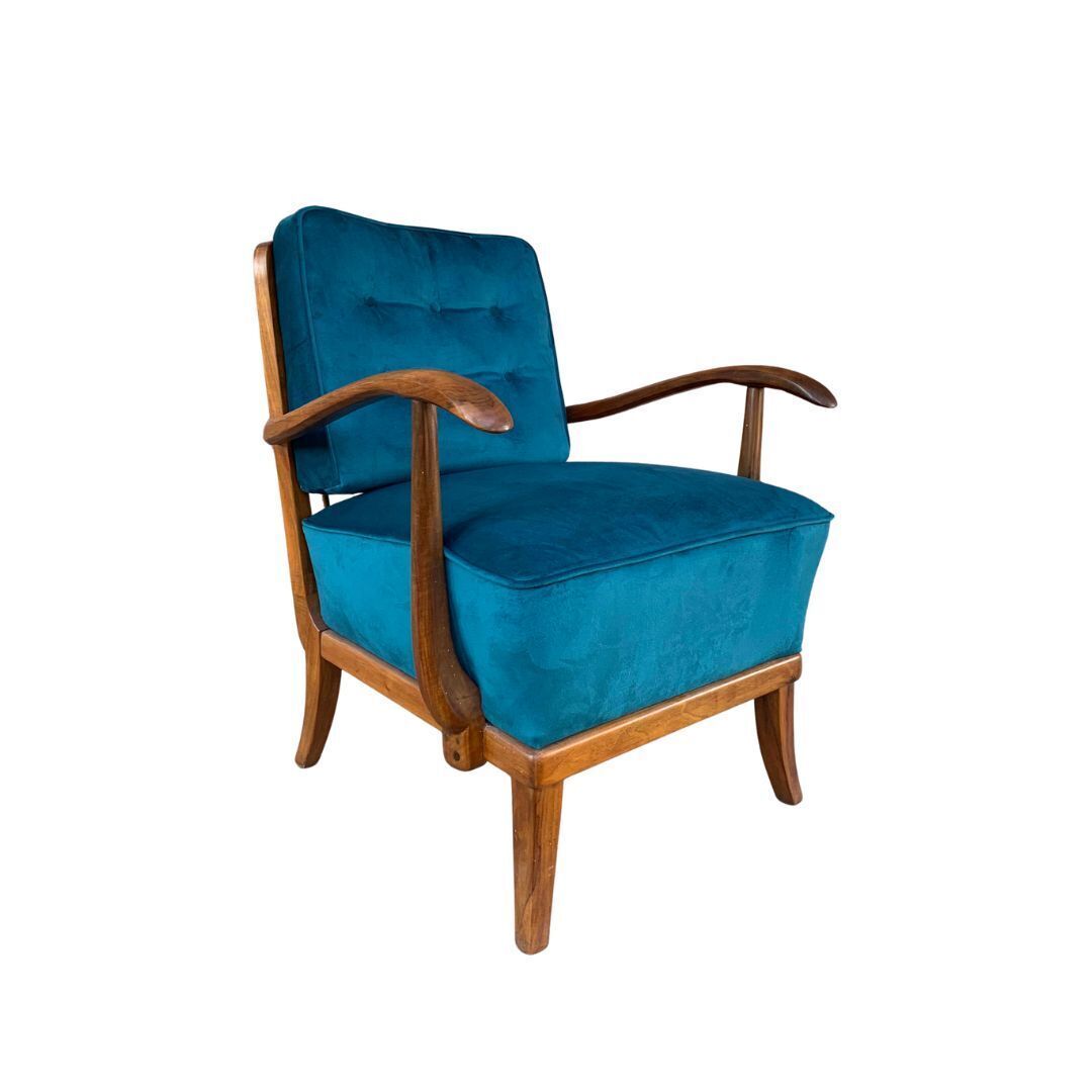 Art Deco Armchair By Gyula Kaesz, 1930s – Restored Rosewood Frame, Newly Upholstered Velvet Cushions photo 1500.0
