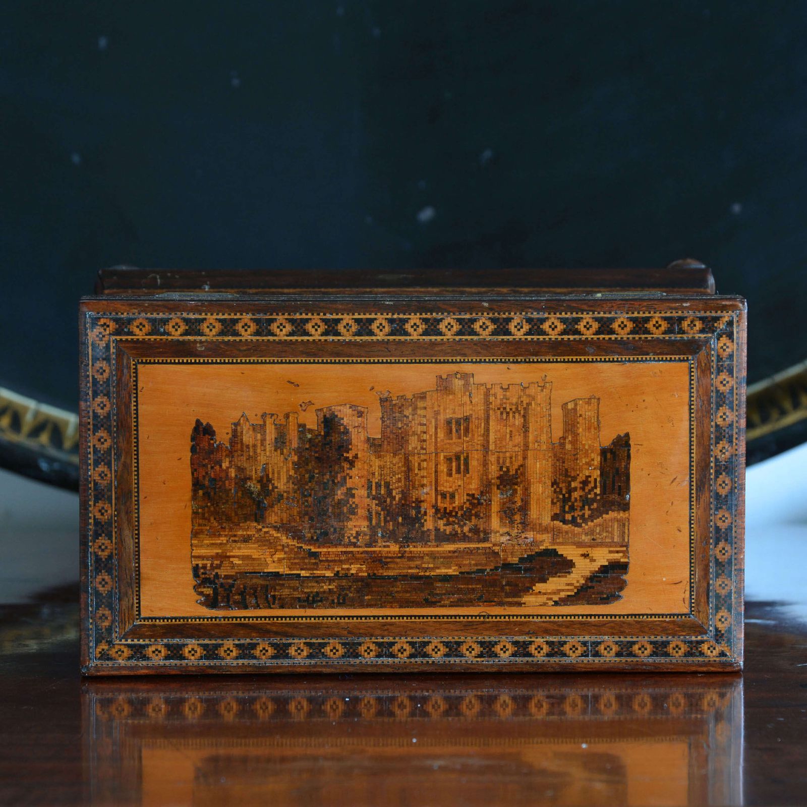Hever Castle Tunbridge Ware Rosewood Tea Caddy By Henry Hollamby photo buy