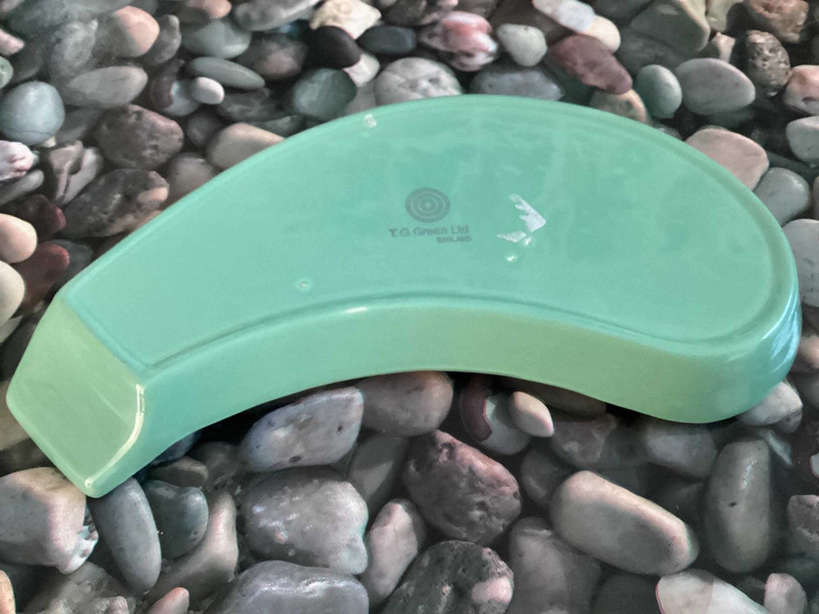 photo vintage Set Of 6 Vintage Tg Green Kidney Shaped Plates, 1960s 70s Green Serving Dishes