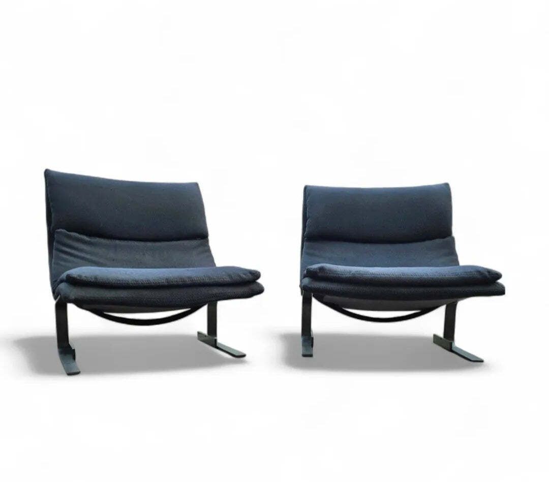 photo for sale Vintage Italian Design Onda Wave Lounge Chairs Fauteuils Giovanni Offredi / Saporiti 1980s