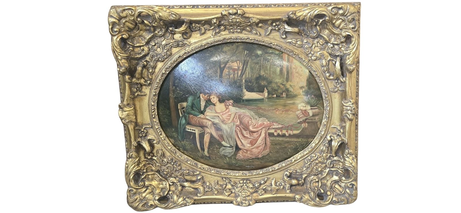 photo for sale Coppia Di Oli Su Tela D'epoca Scene Galanti Settecentesche Firmati