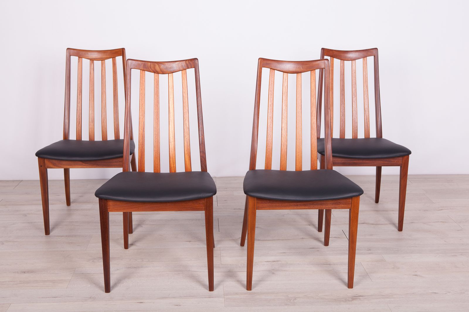 Vintage Teak & Leather Dining Chairs By Leslie Dandy For G Plan, 1960s, Set Of 4