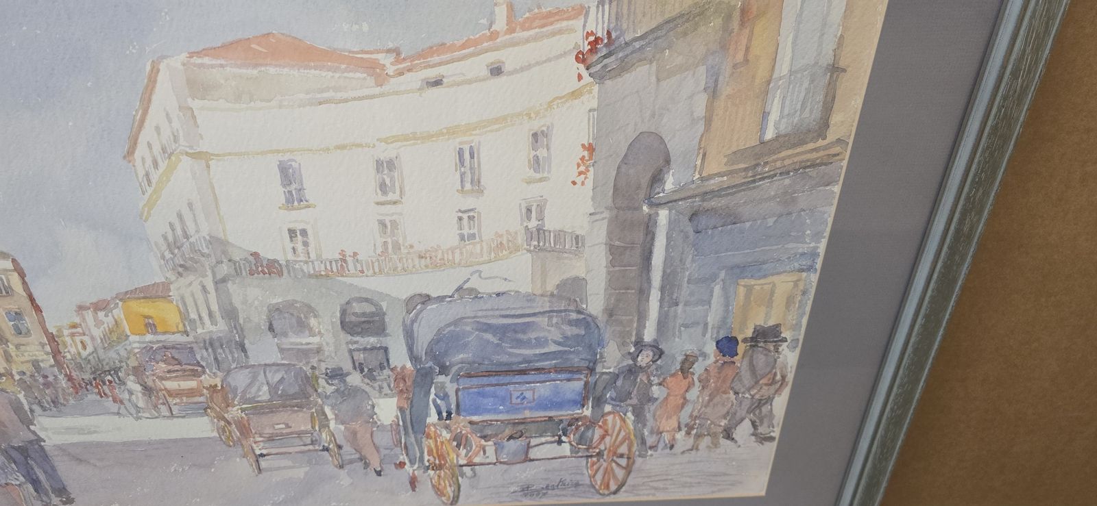 Acquerello Originale Alfredo Beatrice   Veduta Storica Caserta/Napoli photo vintage