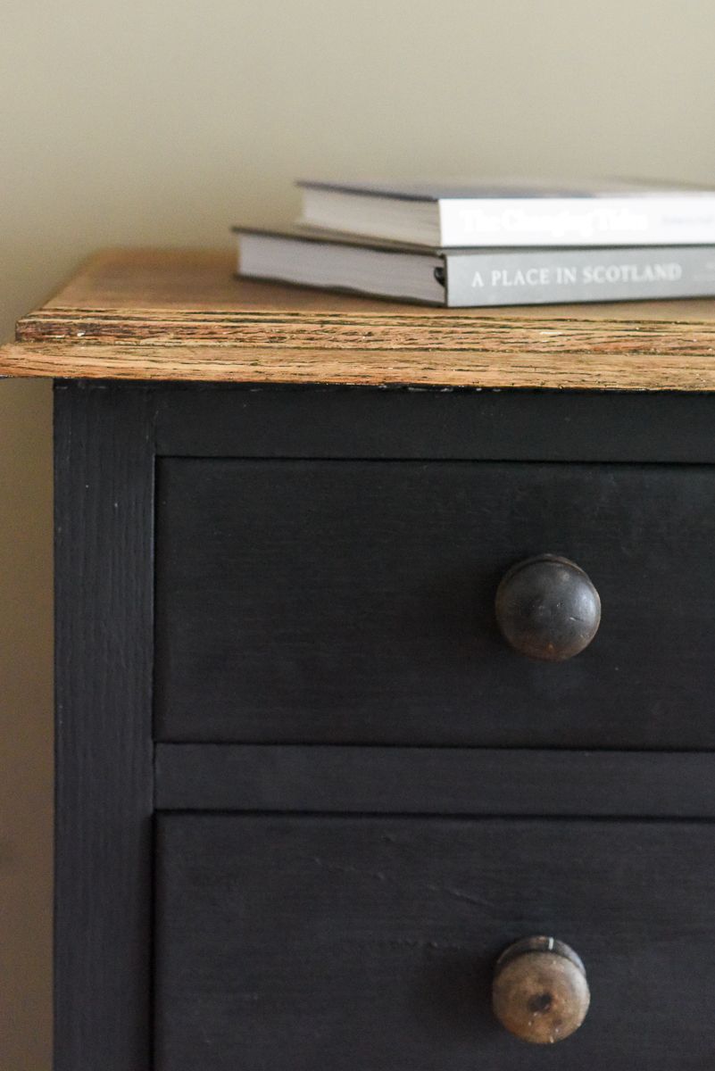 Rustic Black Chest Of Drawers In Oak. photo Furniture