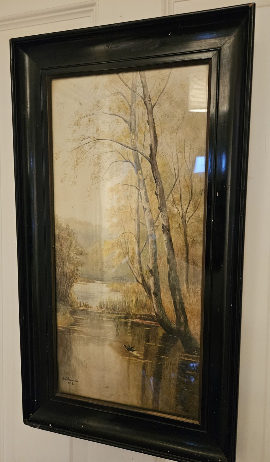 Original Early20th Century 1918 Watercolour Landscape Painting Signed