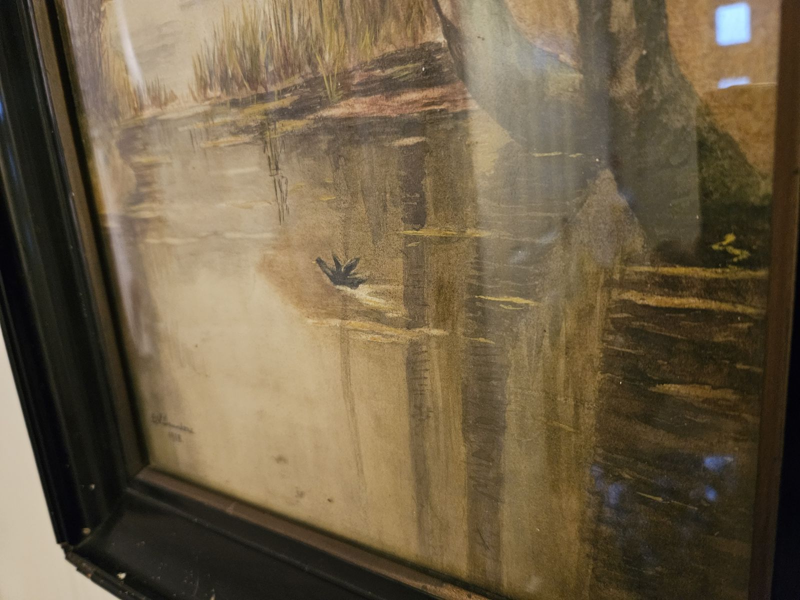 photo furniture Original Early20th Century 1918 Watercolour Landscape Painting Signed