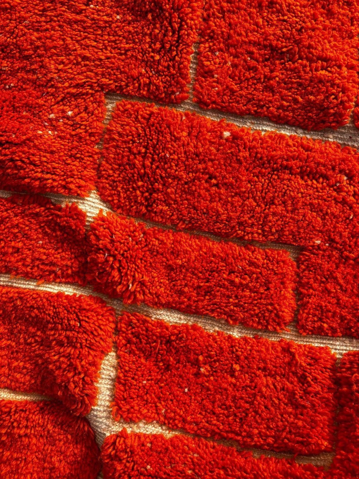 photo furniture Handmade Moroccan Mrirt Rug – Burnt Orange Wool Rug 200x300 Cm – Modern Textured Carpet – Bold Abstract Design – Large Living Room Area Rug