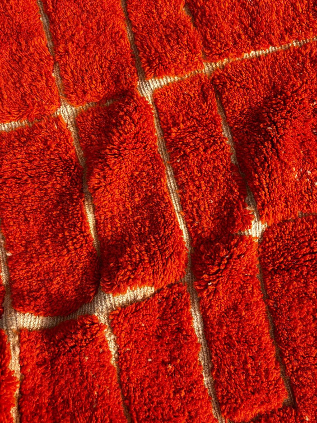 Textiles Handmade Moroccan Mrirt Rug – Burnt Orange Wool Rug 200x300 Cm – Modern Textured Carpet – Bold Abstract Design – Large Living Room Area Rug photo