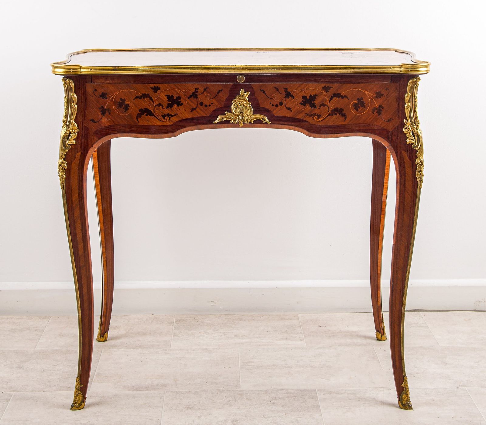 Antique French Marquetry Writing Table By Durand Paris Ormolu Mounts C1880 photo furniture