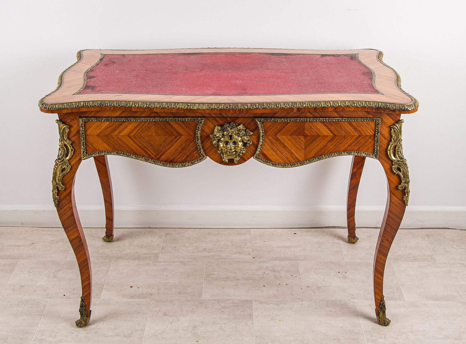 Antique French Kingwood Writing Table Ormolu Mounts Bacchus Mask Louis XV Style C1880 photo furniture