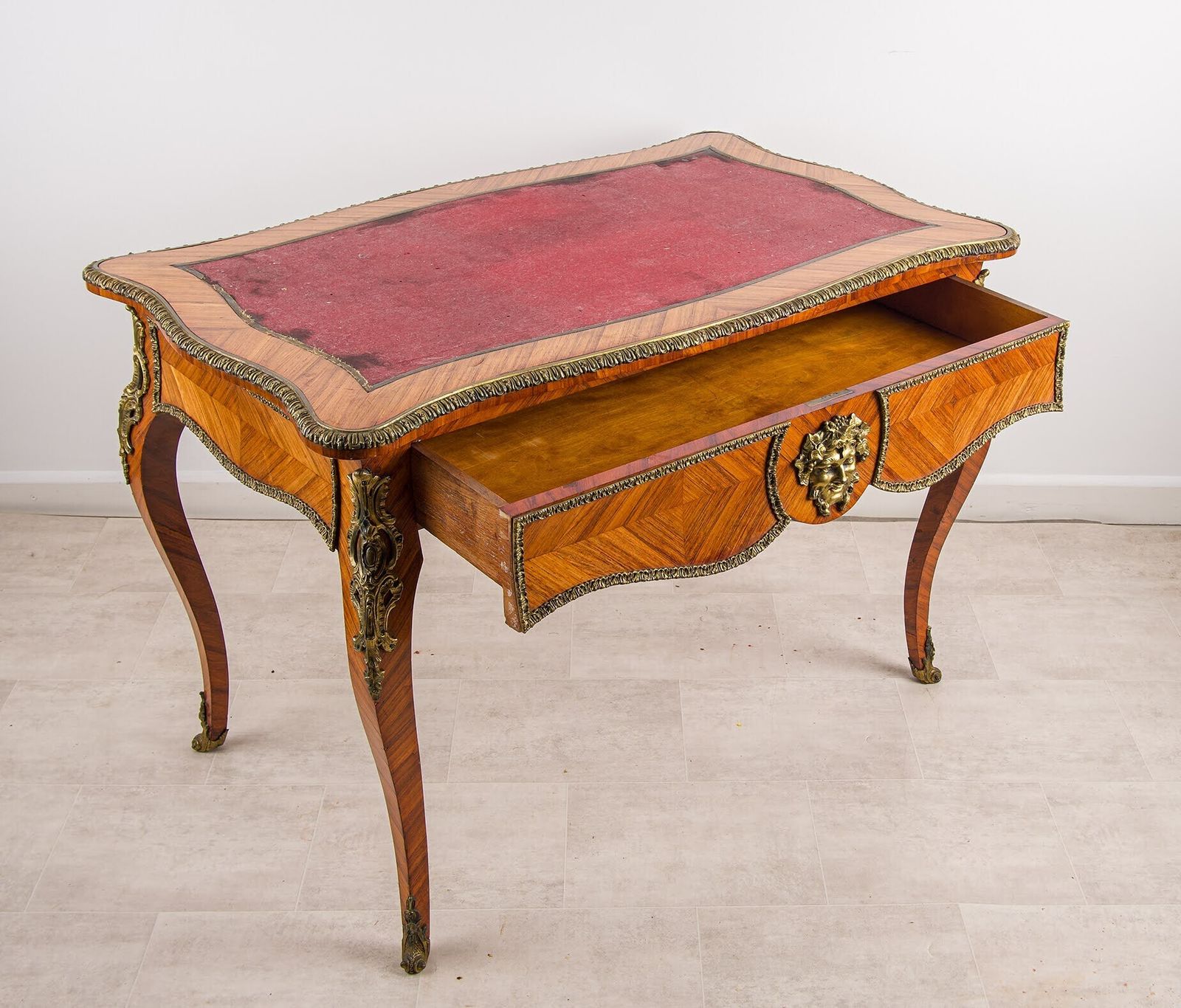 Antique French Kingwood Writing Table Ormolu Mounts Bacchus Mask Louis XV Style C1880 photo 1400.0
