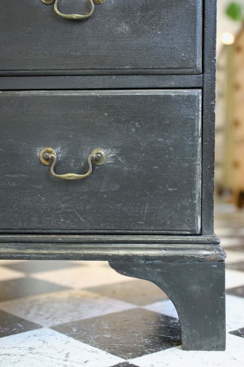 Georgian Black Tall Pine Chest Of Drawers photo vintage