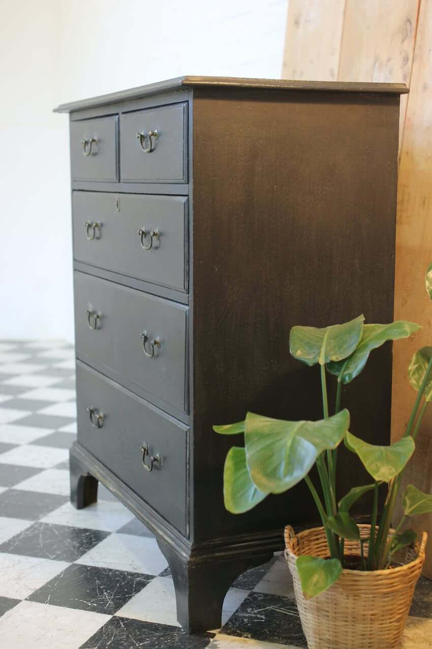 photo furniture Georgian Black Tall Pine Chest Of Drawers