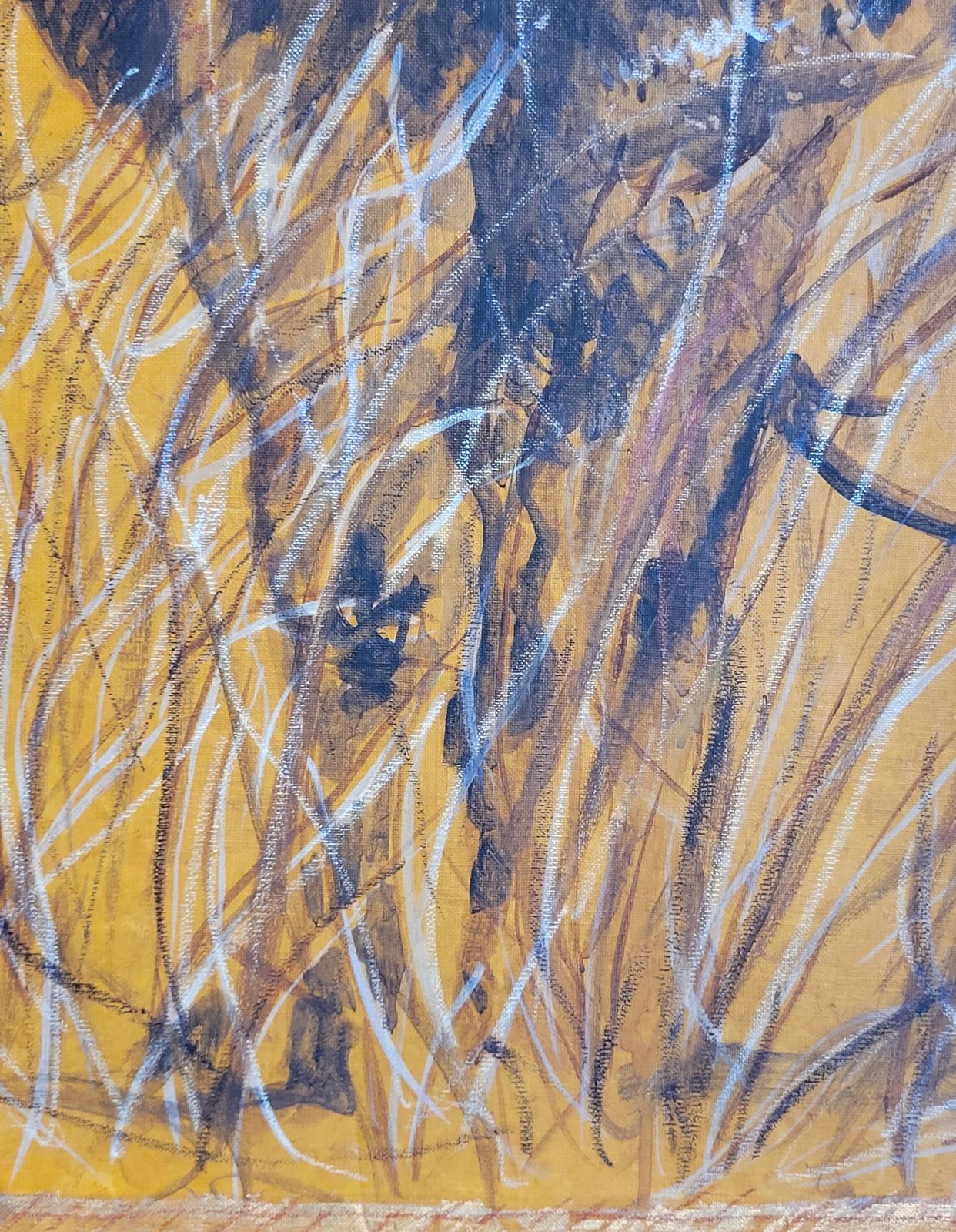 photo furniture Bull Grazing, Late 20th Century Acrylic On Canvas, Signed, 100x50 Cm 1970s.