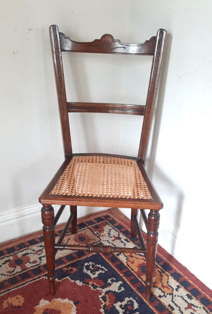 Vintage Edwardian  Bedroom Boudoir Chair Rattan Seat