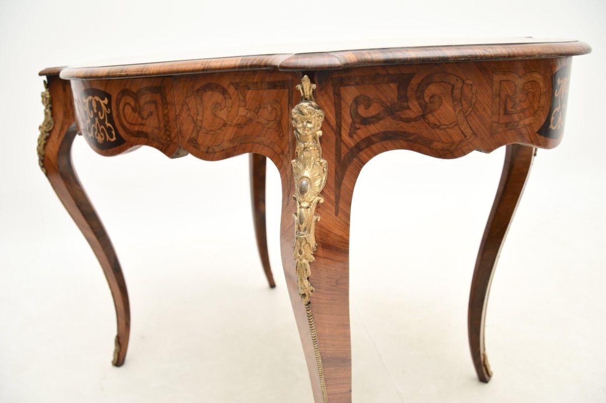 Antique French Inlaid Bureau Plat Desk photo vintage