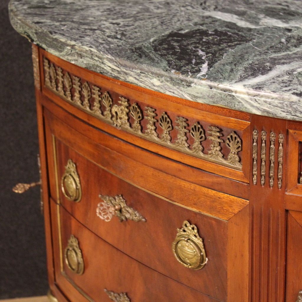 Furniture French Louis XVI Style Half Moon Commode With Marble Top photo