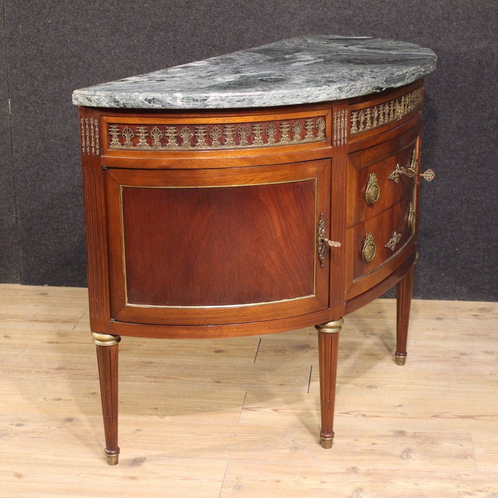 4800.0 French Louis XVI Style Half Moon Commode With Marble Top photo