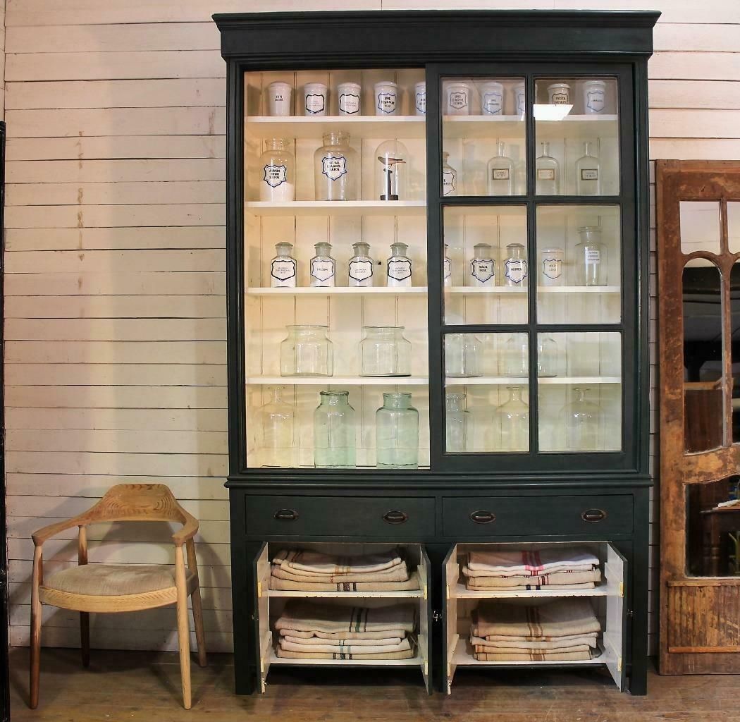 Furniture Large Old Painted Victorian Shop Display Cabinet Dresser Vintage Salvage Chippy photo