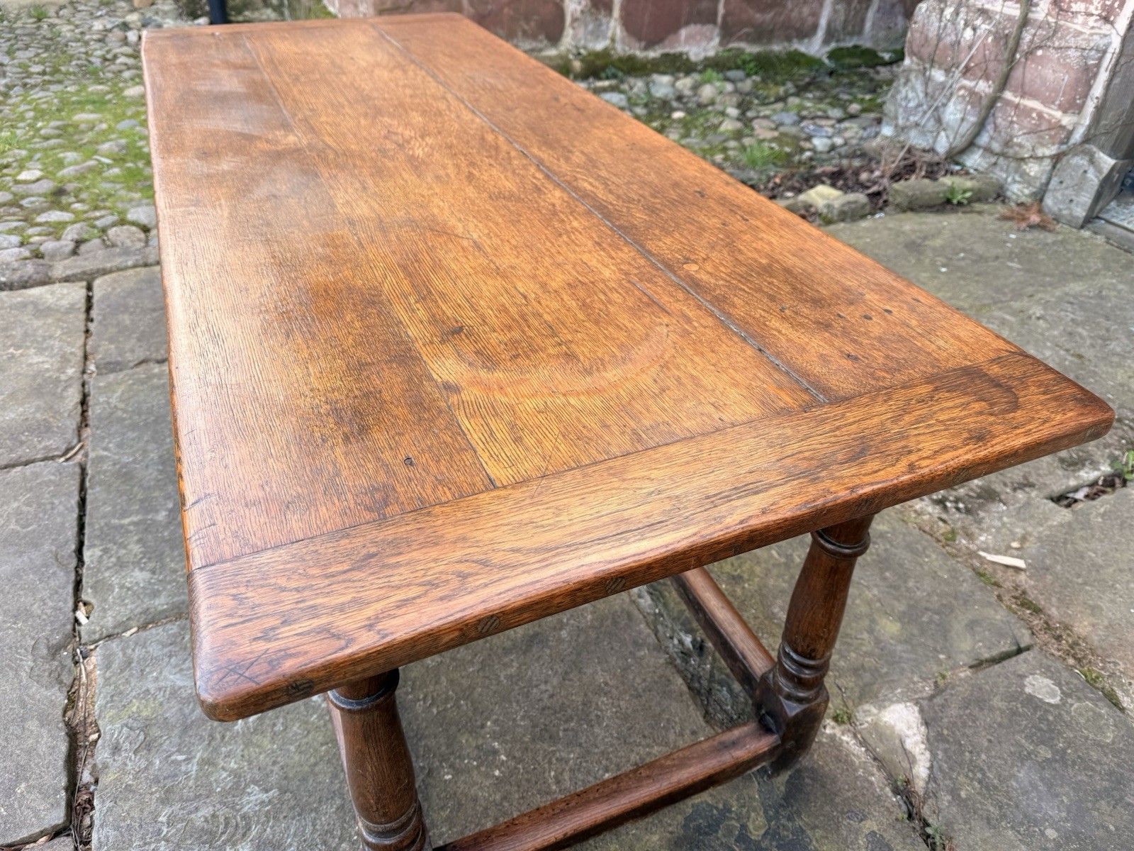 1099.0 Antique English Country Rustic Farmhouse Refectory  Kitchen Dining Table C1850 photo