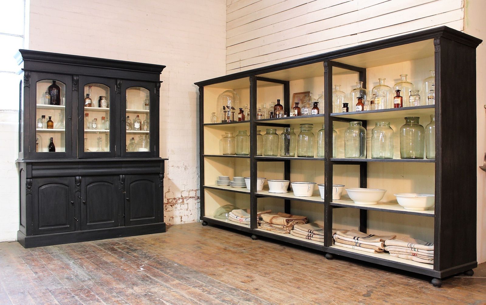 Large Old Painted  Shop Display Dresser Cabinet Vintage Salvage Chippy photo for sale