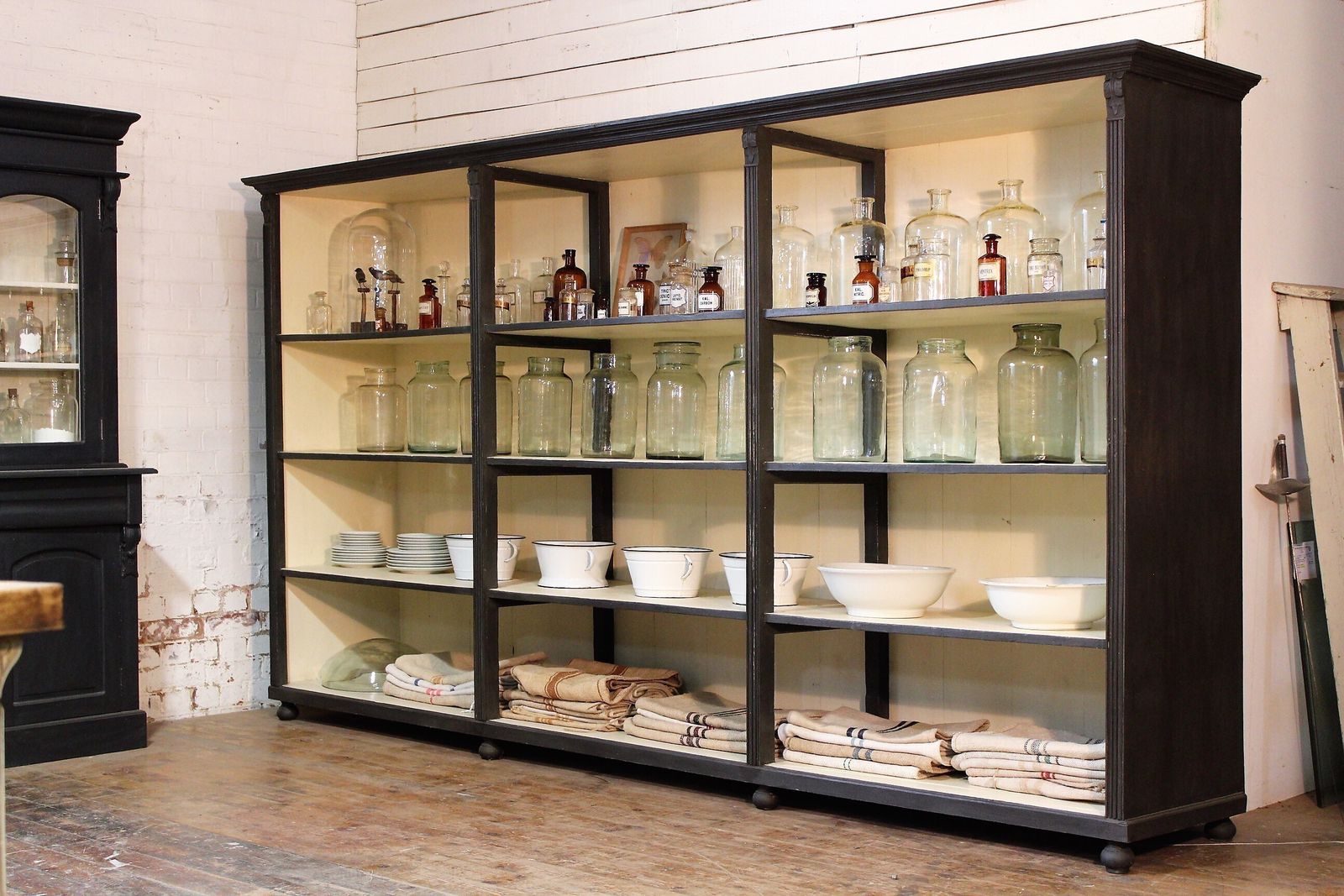photo vinterior Large Old Painted  Shop Display Dresser Cabinet Vintage Salvage Chippy