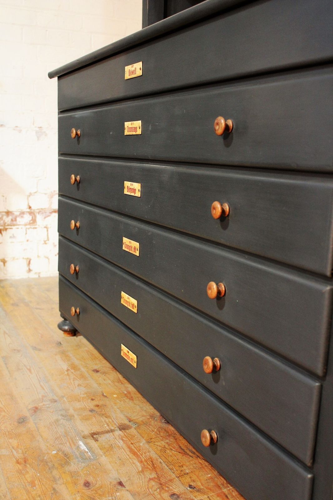 Large Old Painted German Chemists/Pharmacy/Shop Display Cabinet Multi Drawer photo vinterior