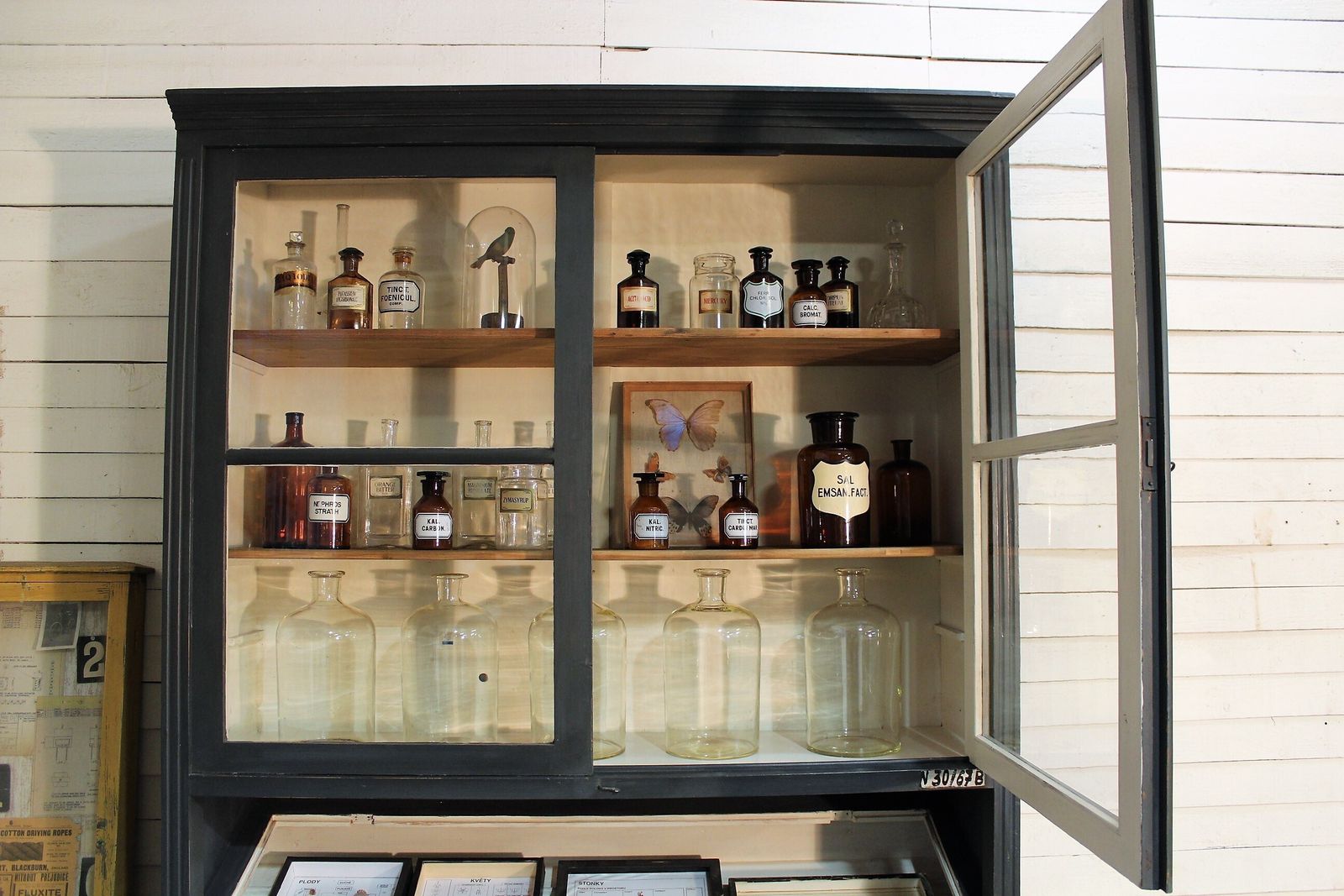 Furniture Large Old Painted German Chemists/Pharmacy/Shop Display Cabinet Multi Drawer photo
