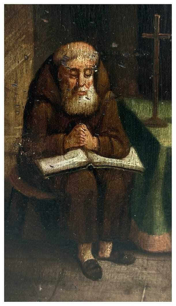 19th Century Flemish Master, Friar In Meditation photo furniture