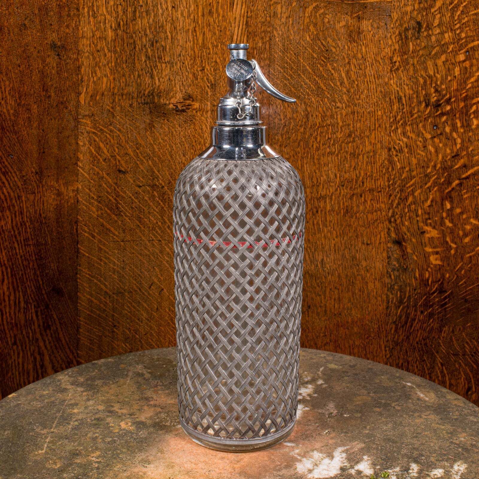 Vintage Soda Syphon, English, Glass, Cocktail Bar Drinks Bottle, Mid Century photo for sale
