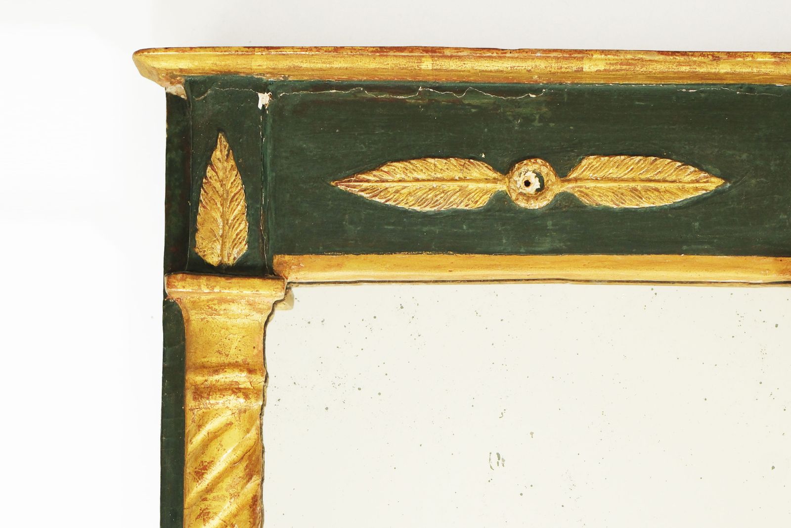 Rectangular Mirror In Green Lacquered & Gilded Wood, 19th Century French Empire Period photo Home Decor