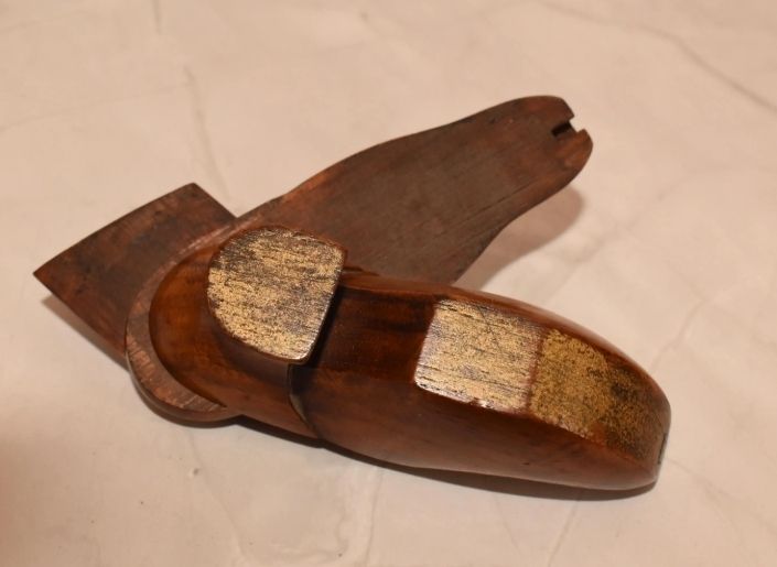 Antique Puzzle Snuff Box   Stunning Wooden Shoe Secret Cavity Novelty Casket photo for sale