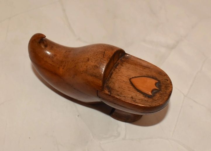 Antique Puzzle Snuff Box   Stunning Wooden Shoe Secret Cavity Novelty Casket photo buy