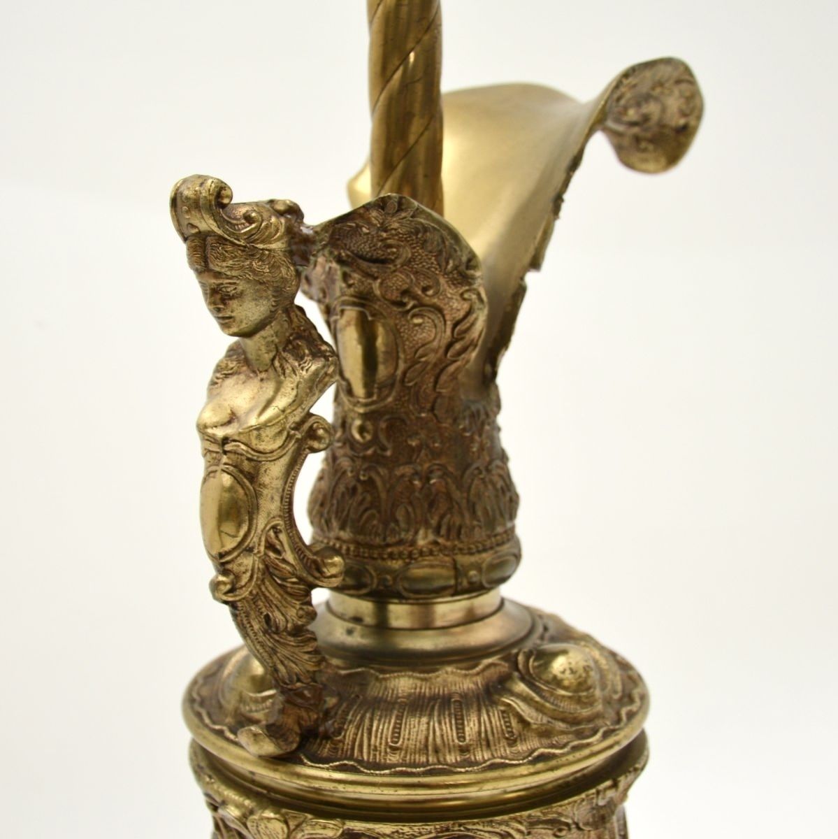 Pair Of Antique French Gilt Metal And Marble Table Lamps photo vintage