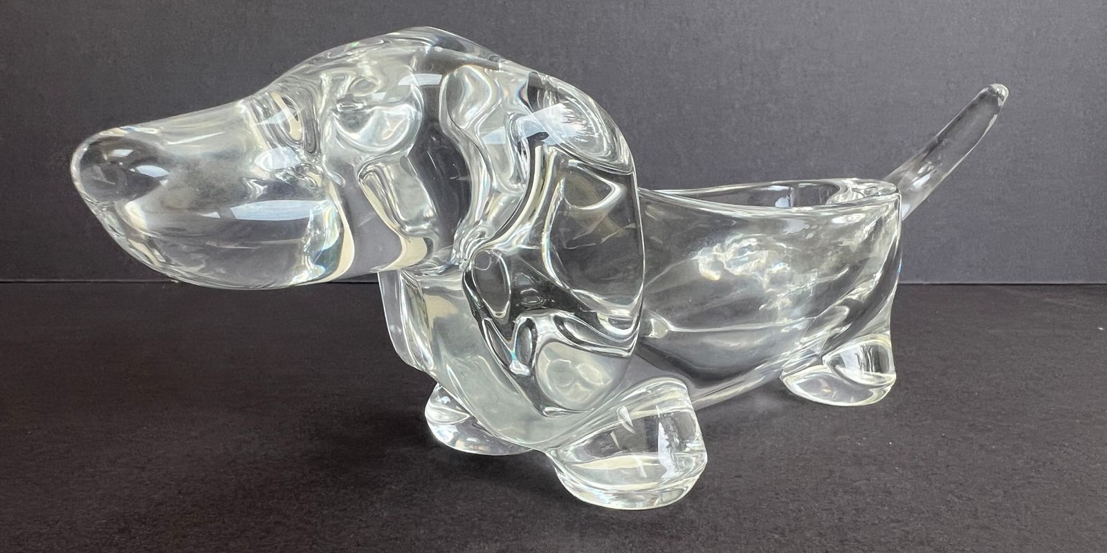 1970's Crystal Glass Dachshund / Basset Dog By Art Vannes   France photo furniture