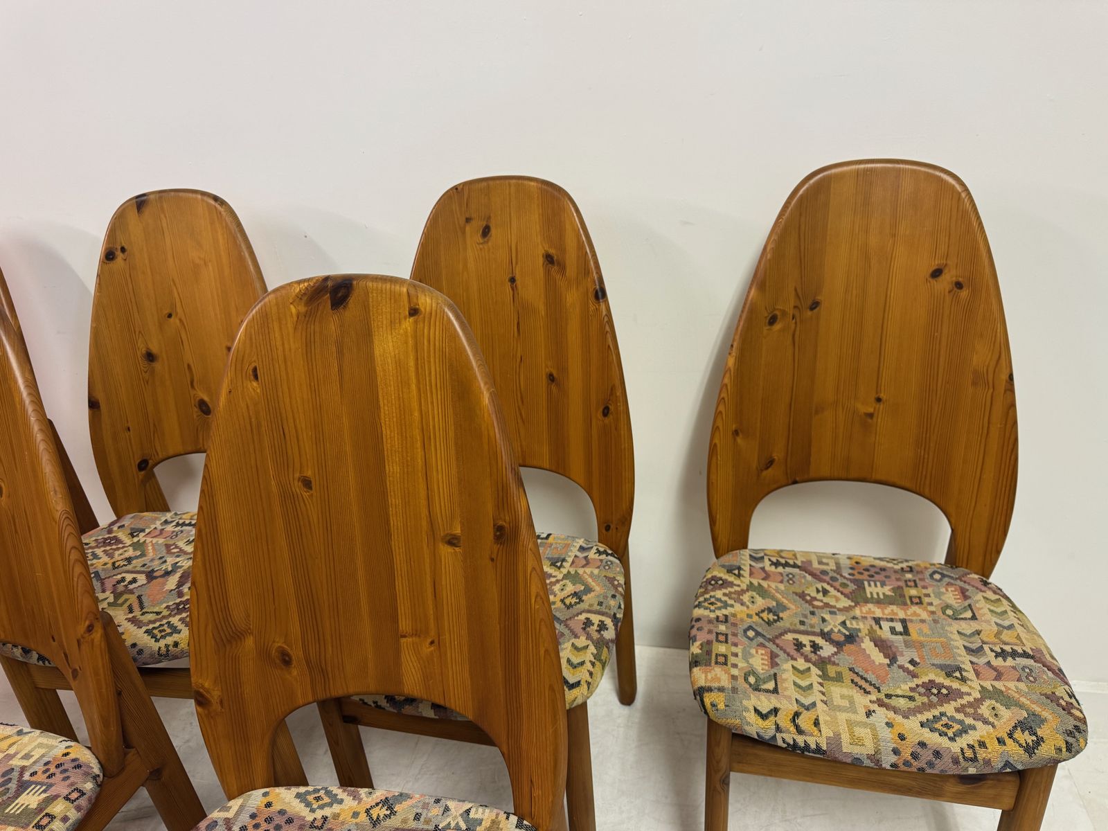 Set Of Six Danish High Back Pine Dining Chairs By Niels Koefod For Glostrup photo 2795.0