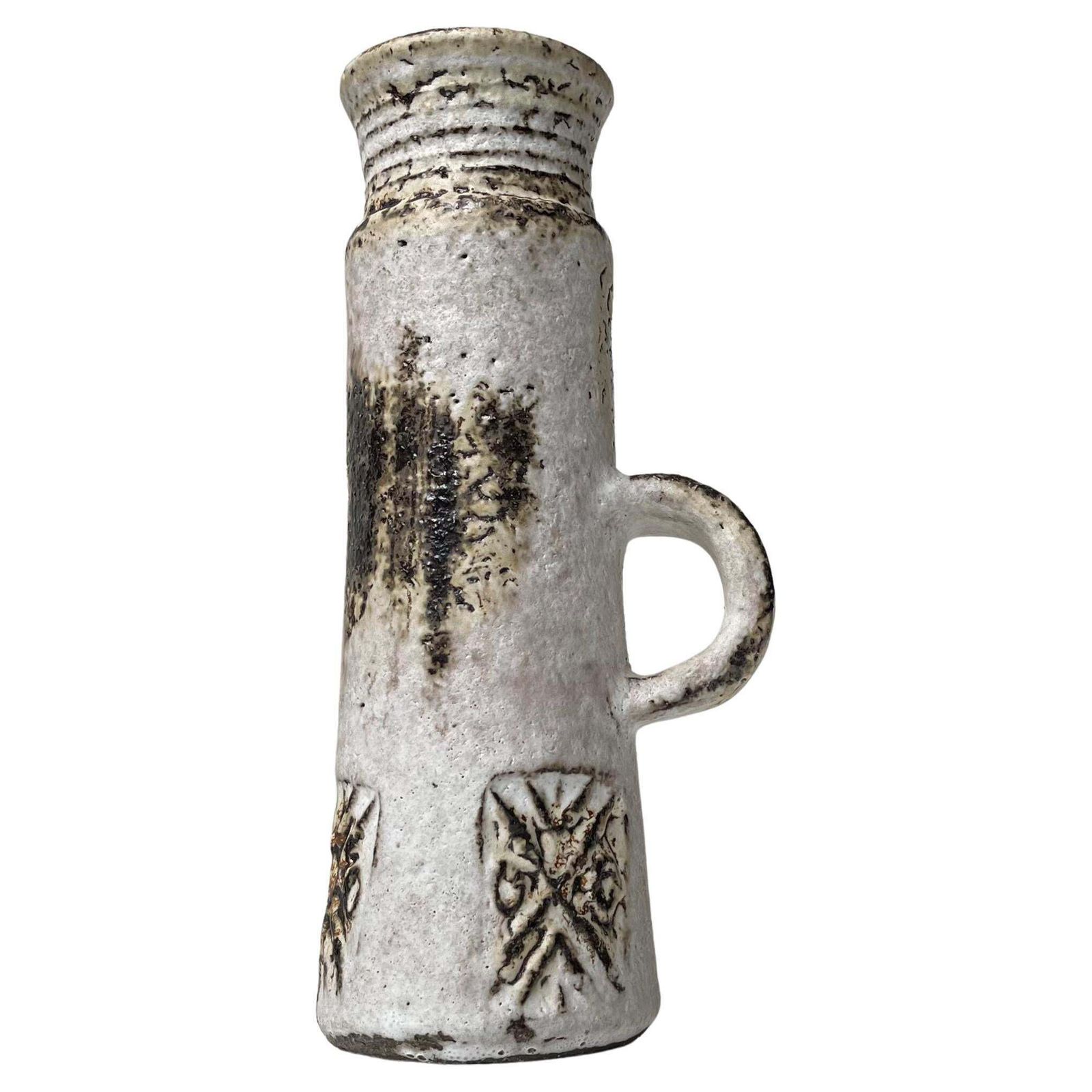 Brutalist Glazed Stoneware Vase In The Style Of Jacques Blin