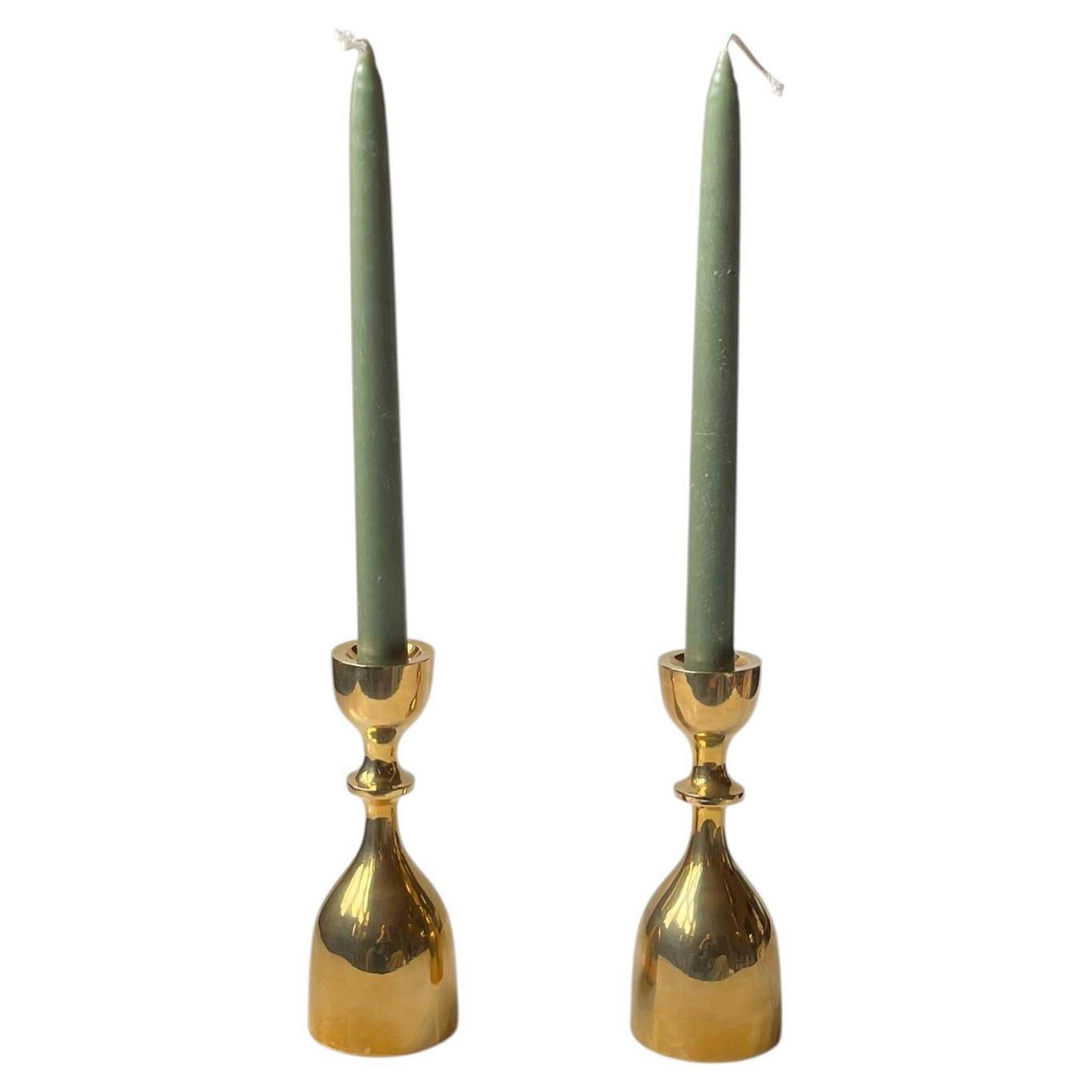 Pair Of Brass Candlesticks In Jens Harald Quistgaard Style, 1970s