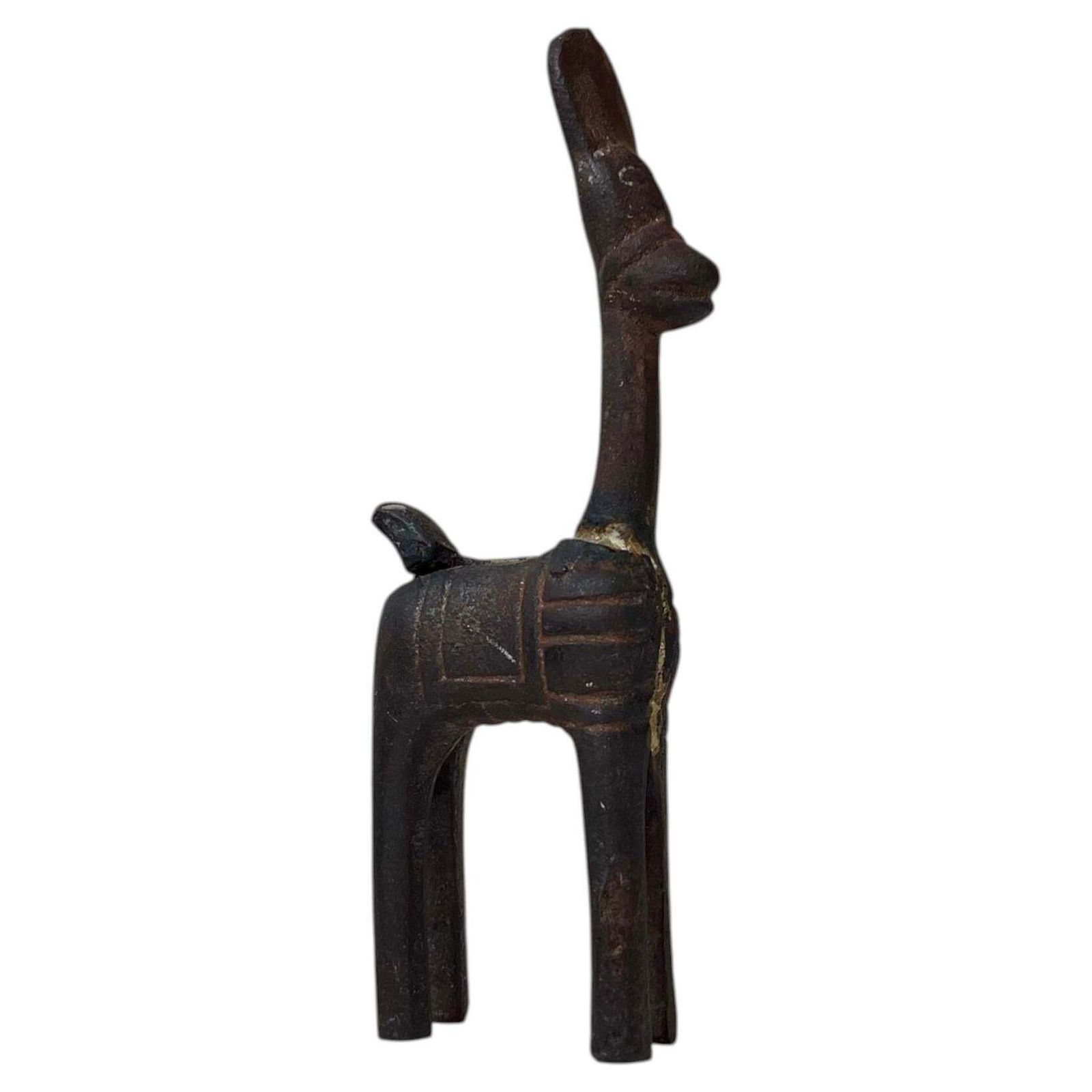 Old Bankura Naive Horse Figurine In Cast Iron, Mid 20th Century