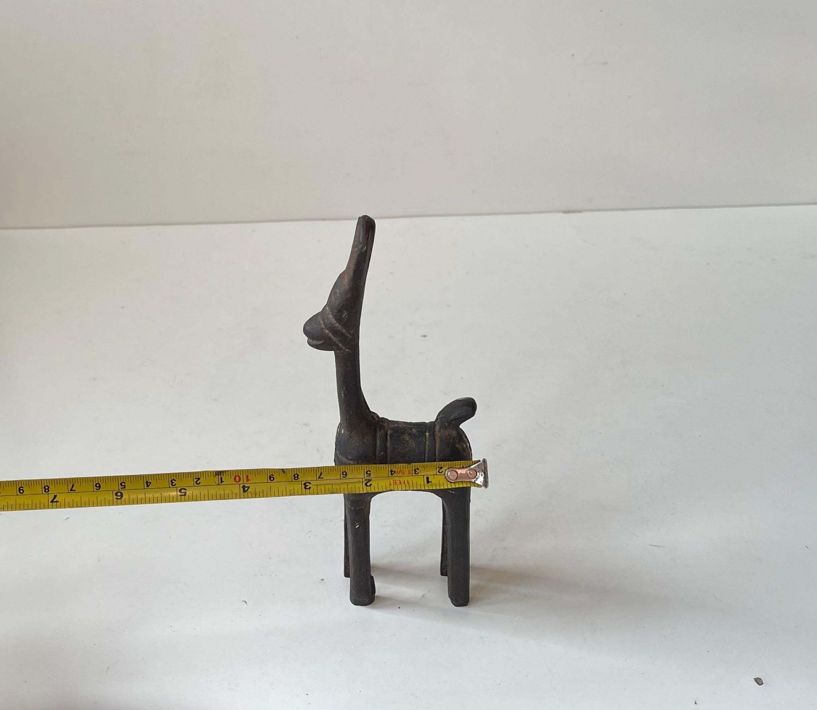 164.0 Old Bankura Naive Horse Figurine In Cast Iron, Mid 20th Century photo