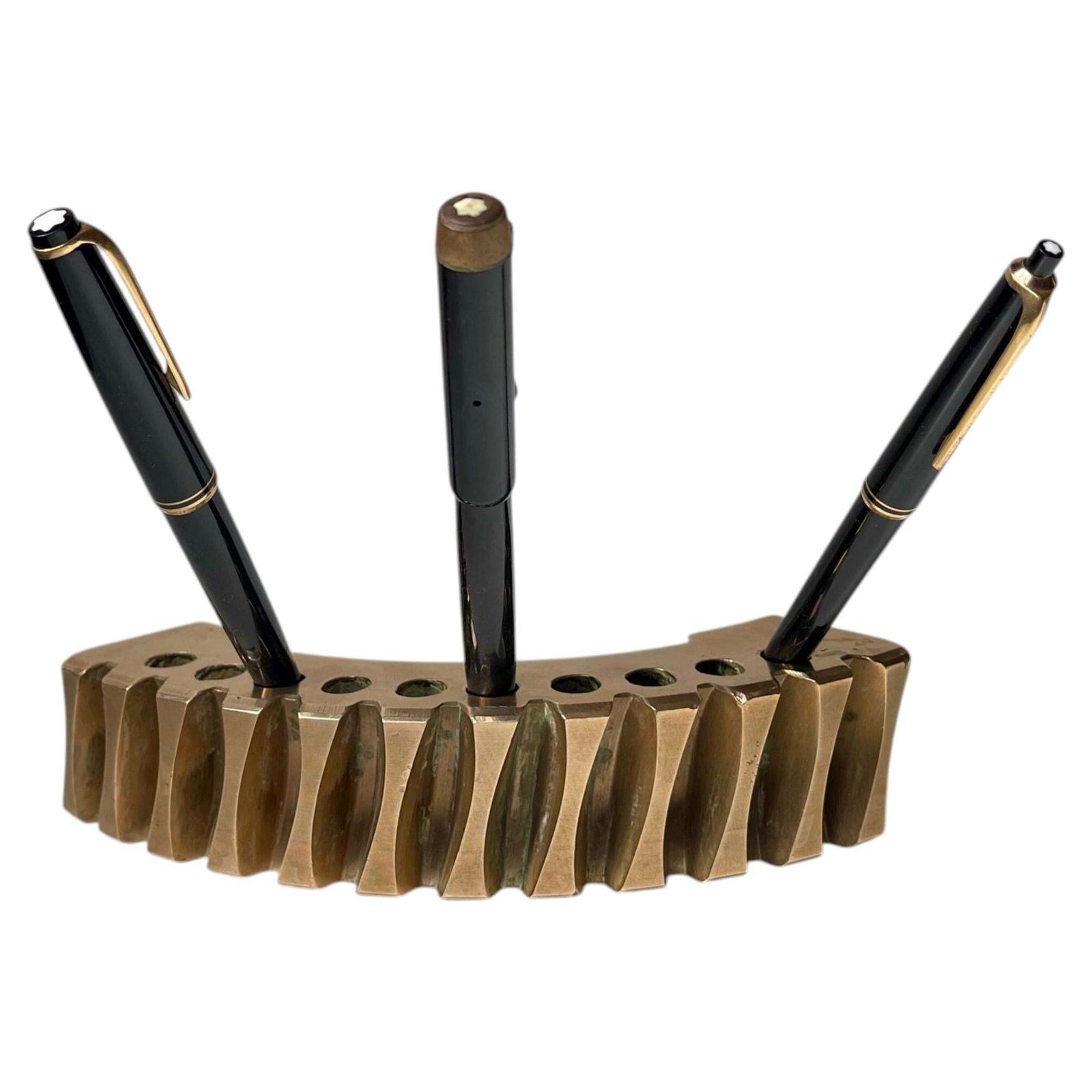 Scandinavianbrutalist Object In Polished Bronze   Gear Fragment Penholder, 1970s