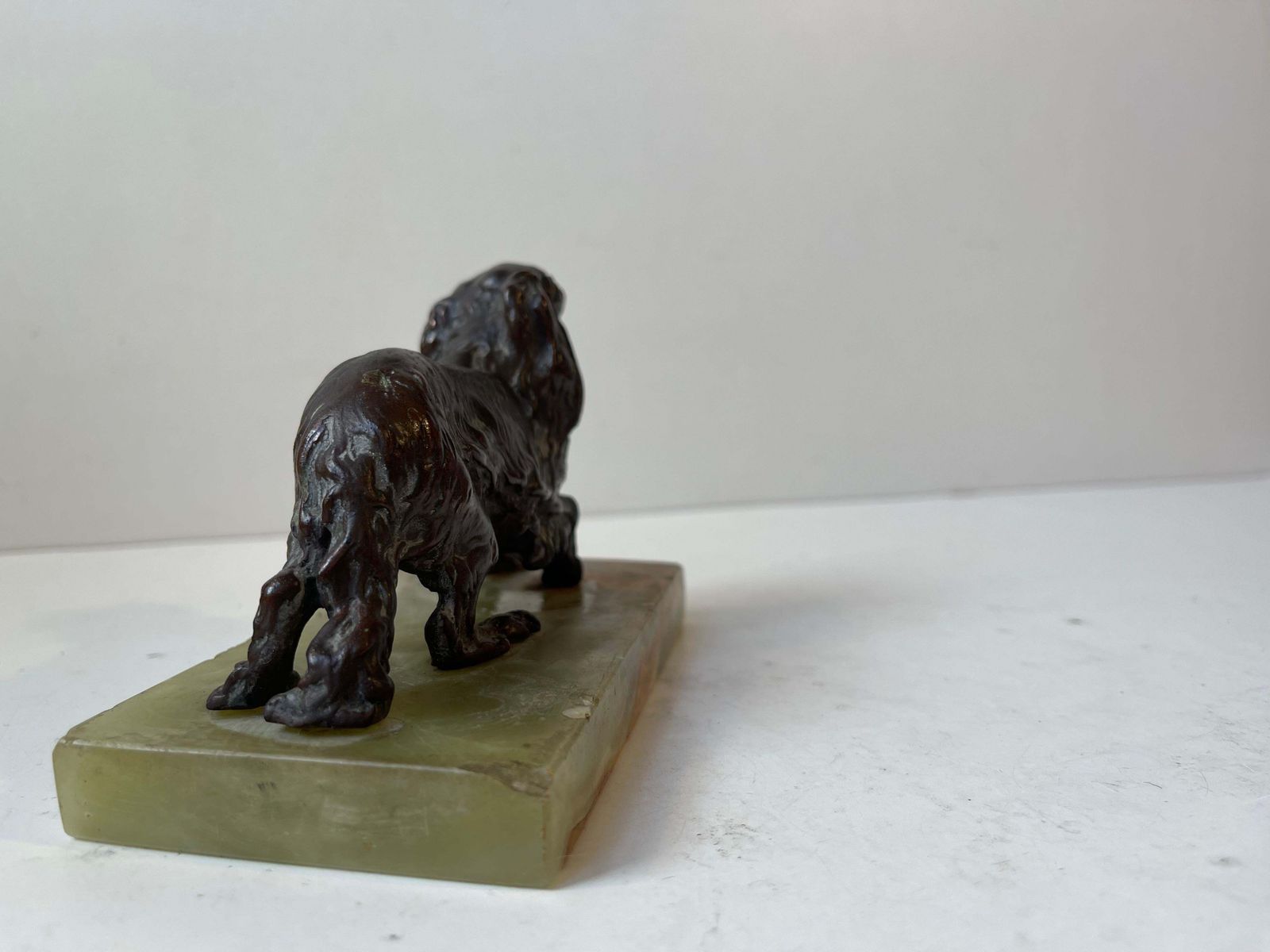 Art Pierre Jules Méne (After) Cavalier King Charles Spaniel In Bronze & Green Onyx photo