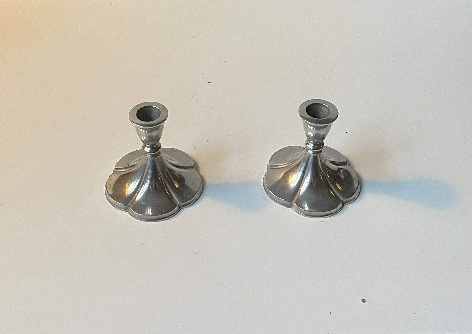 Art Deco Pewter Candlesticks By Just Andersen, 1930s, Set Of 2 photo 434.0