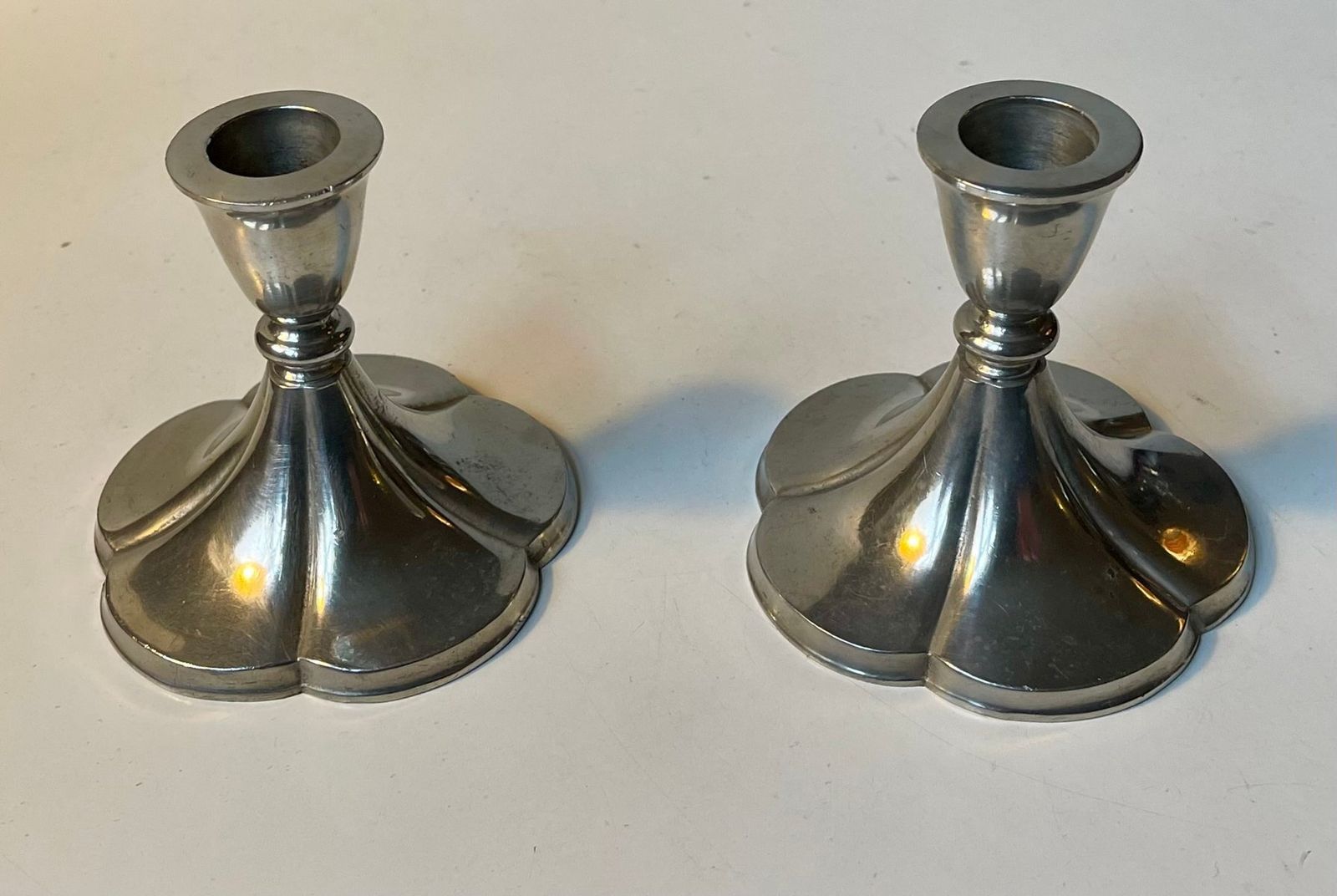 Art Deco Pewter Candlesticks By Just Andersen, 1930s, Set Of 2 photo vinterior