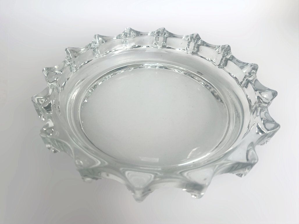 Vintage Iceberg Glass Plate By Rudolf Jurnikl For Sklo Union. Mid Century Modern photo furniture
