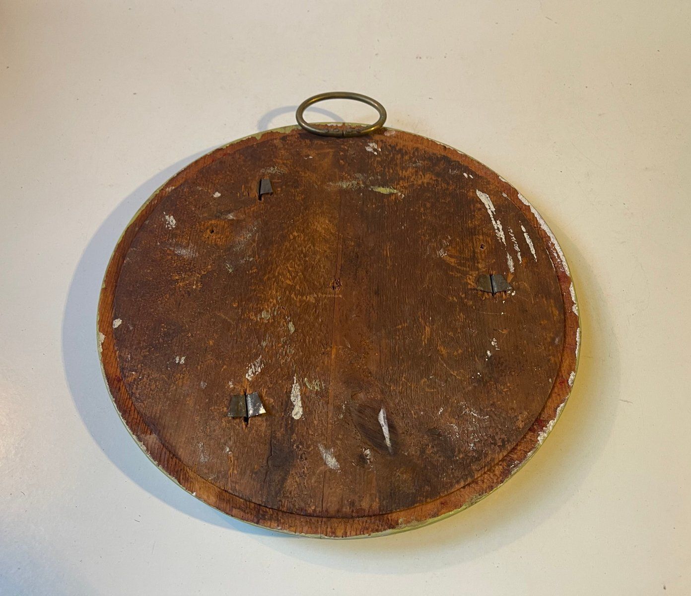 Small Antique Circular Green Wooden Wall Mirror, 19th Century photo Home Decor
