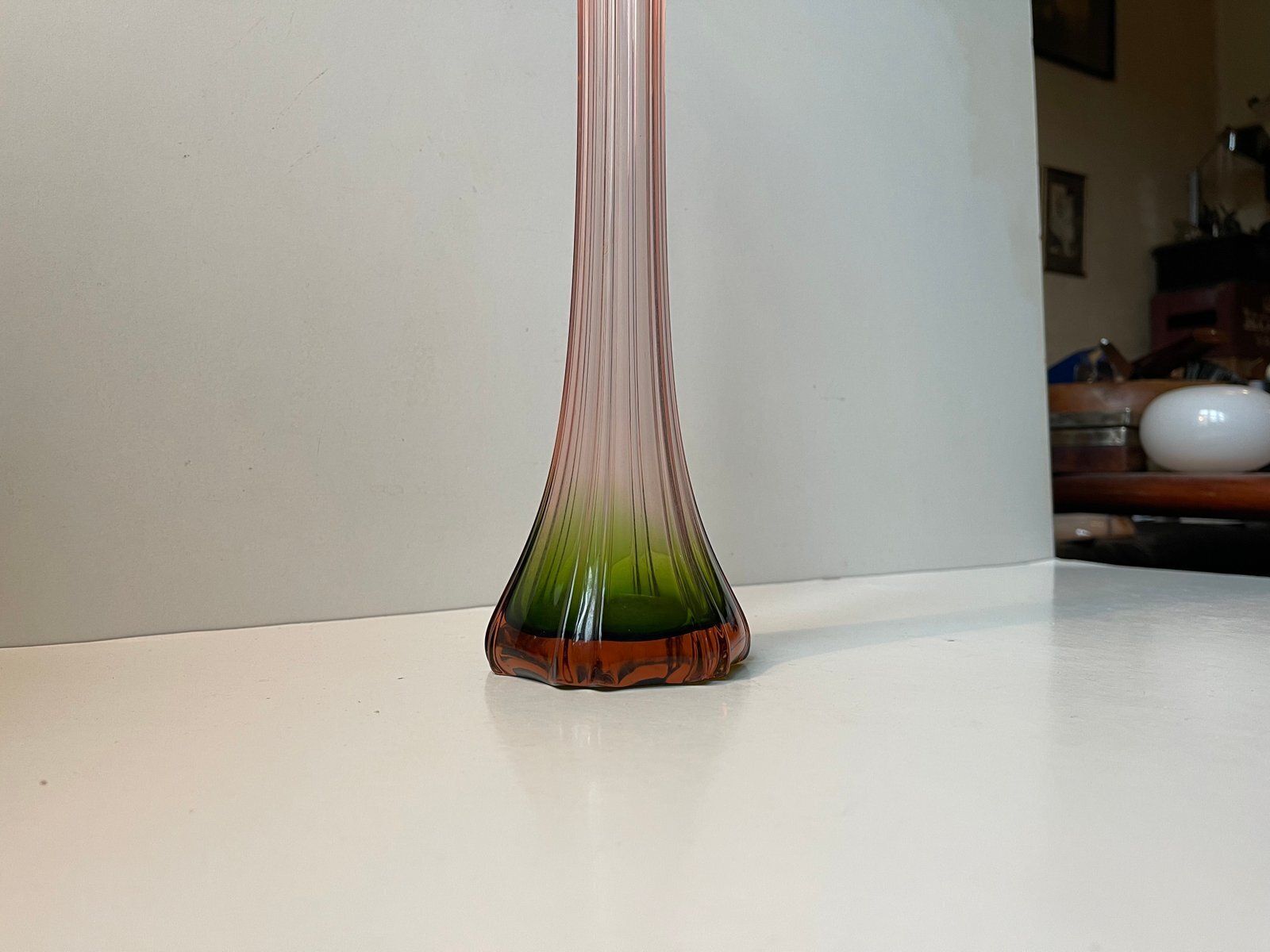 Art Deco French Pink And Green Glass Vase, 1920s photo furniture