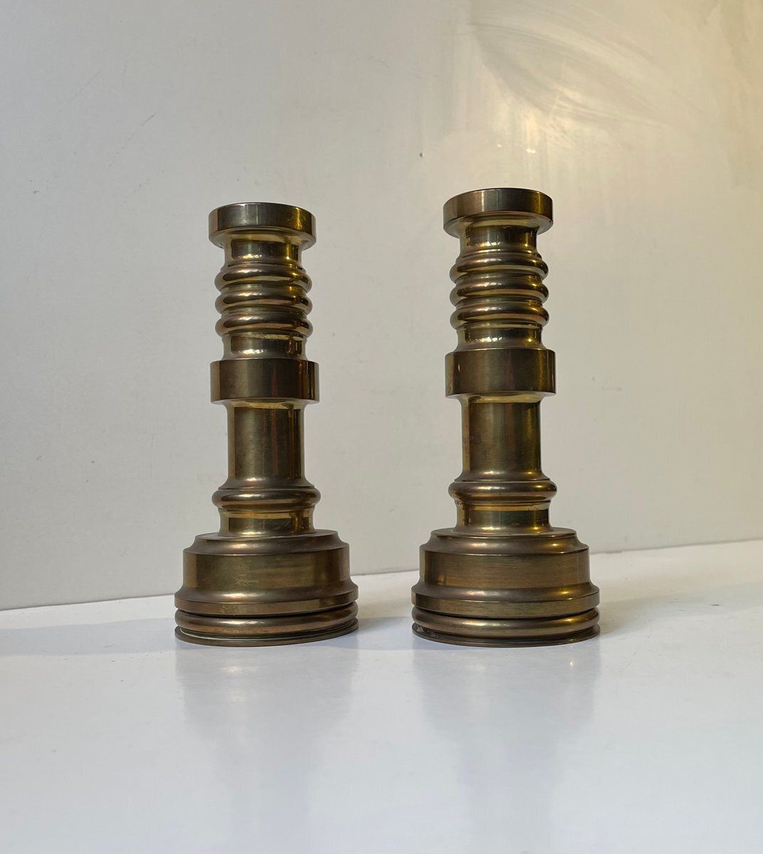 Mid Century Industrial Candlesticks In Bronze, 1950s, Set Of 2 photo furniture